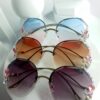 Chanel Oversized Gradient Pink Blue Rhinestone Sunglasses