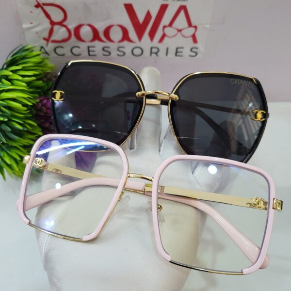 Chanel Squared Thin Frame Eyeglasses  Sunglasses Duo