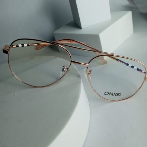Chanel Unisex Rose Gold Thin Frame Oval Eyeglasses CH334