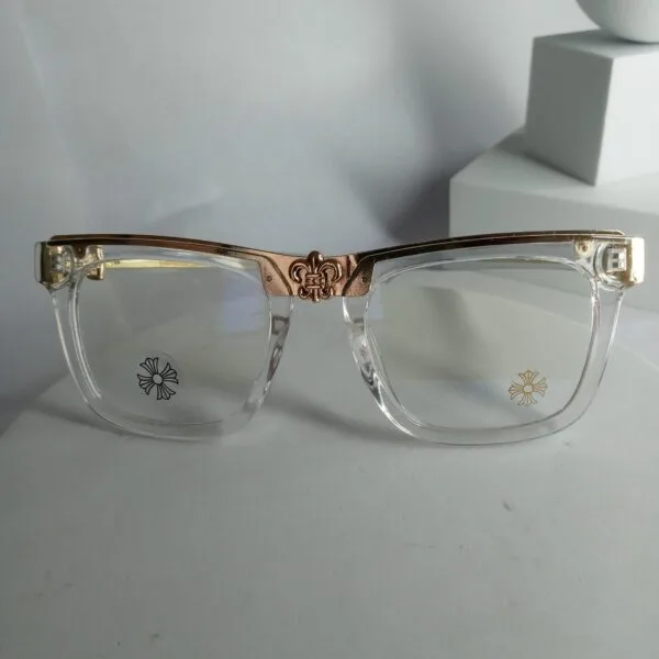 Chrome Hearts CH87 Clear Frame Blue Light Filter Glasses with Gold Accents