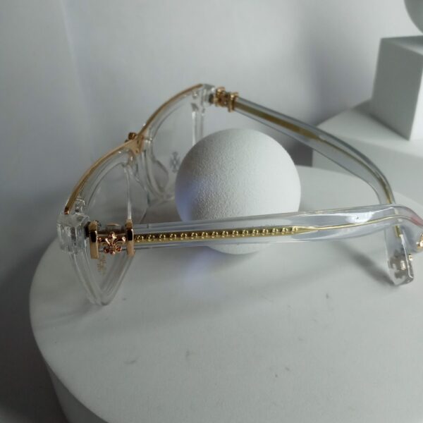 Chrome Hearts CH87 Clear Frame Blue Light Filter Glasses with Gold Accents