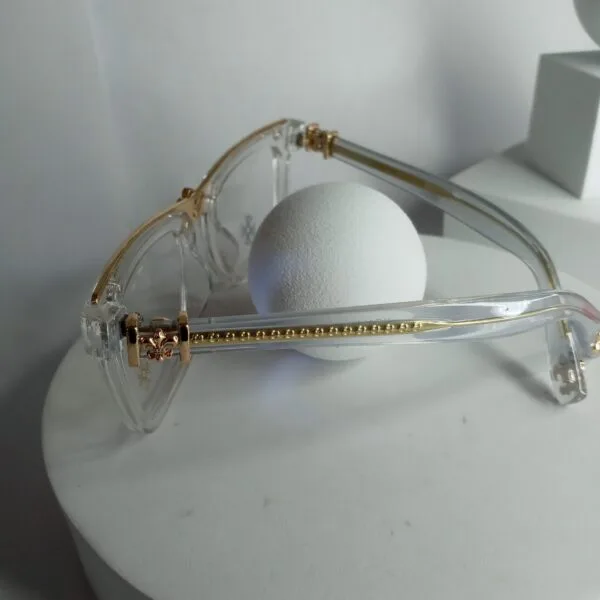 Chrome Hearts CH87 Clear Frame Blue Light Filter Glasses with Gold Accents
