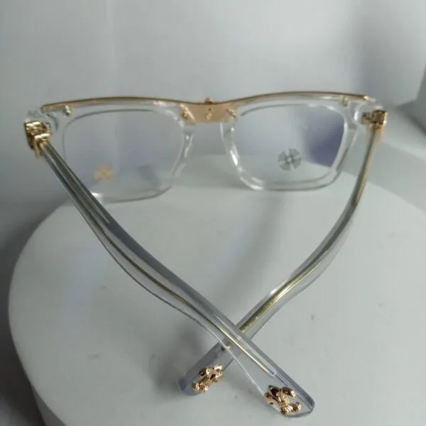 Chrome Hearts CH87 Clear Frame Blue Light Filter Glasses with Gold Accents