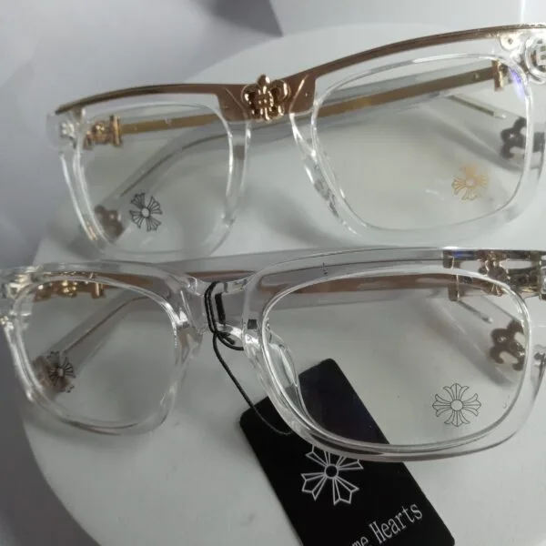 Chrome Hearts CH87 Clear Frame Blue Light Filter Glasses with Gold Accents