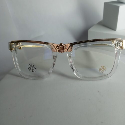 Chrome Hearts CH87 Clear Frame Blue Light Filter Glasses with Gold Accents