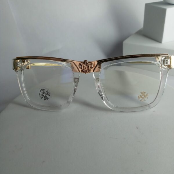 Chrome Hearts CH87 Clear Frame Blue Light Filter Glasses with Gold Accents