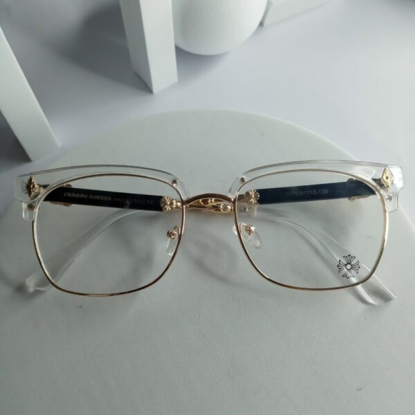 Chrome Hearts Transparent Gold Browline Eyeglasses CH316