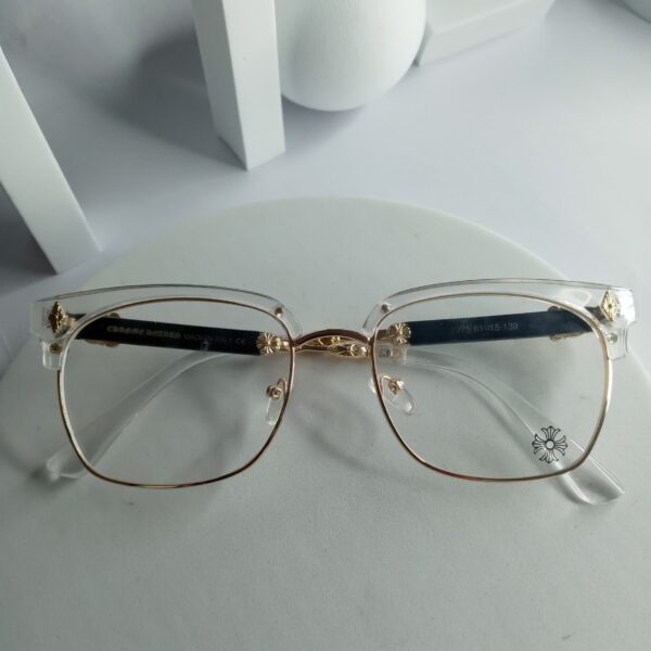 Chrome Hearts Transparent Gold Browline Eyeglasses CH316