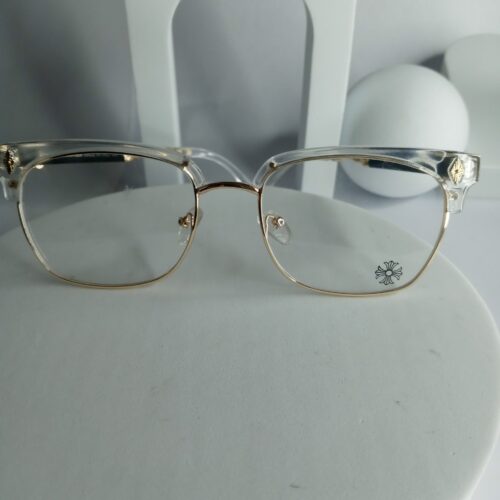Chrome Hearts Transparent Gold Browline Eyeglasses CH316