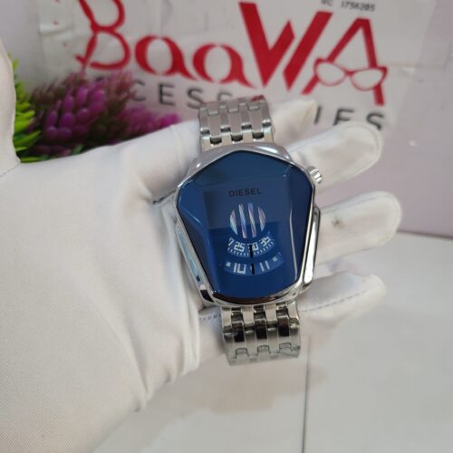 Diesel Men's Blue Geometric Digital Stainless Steel Watch