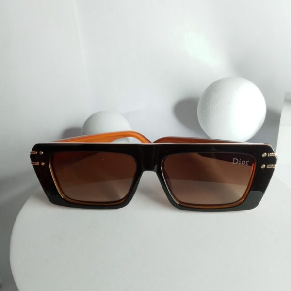 Dior DR68 Black Rectangle Sunglasses with Brown Gradient Lens
