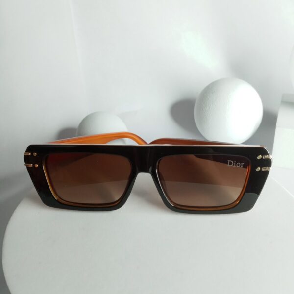 Dior DR68 Black Rectangle Sunglasses with Brown Gradient Lens