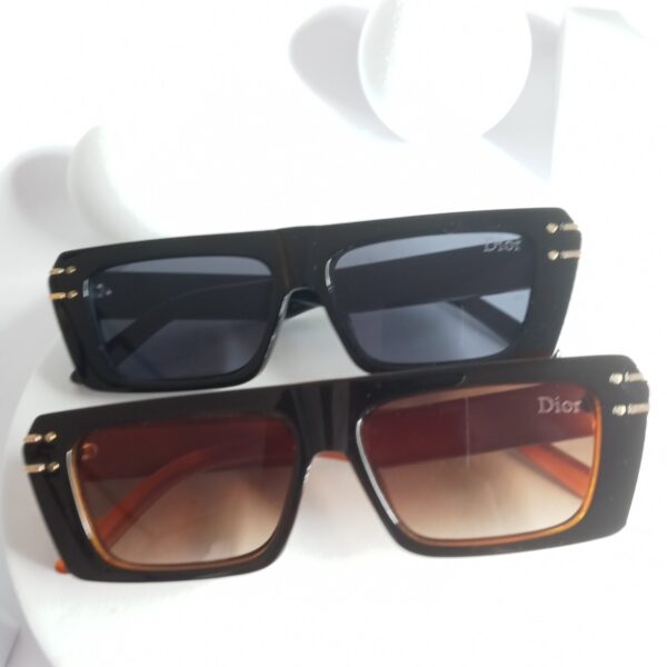 Dior DR68 Black Rectangle Sunglasses with Brown Gradient Lens