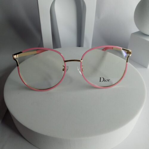 Dior Pink  Gold Round Metal Frame Eyeglasses DR337
