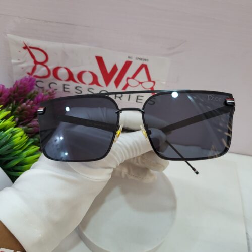 Dior Men's Square Semi-Rimless Dark Sunglasses DR373