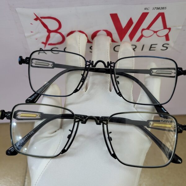 Dior Men's Thin Metal Rectangle Eyeglasses with Spring Hinges DR344