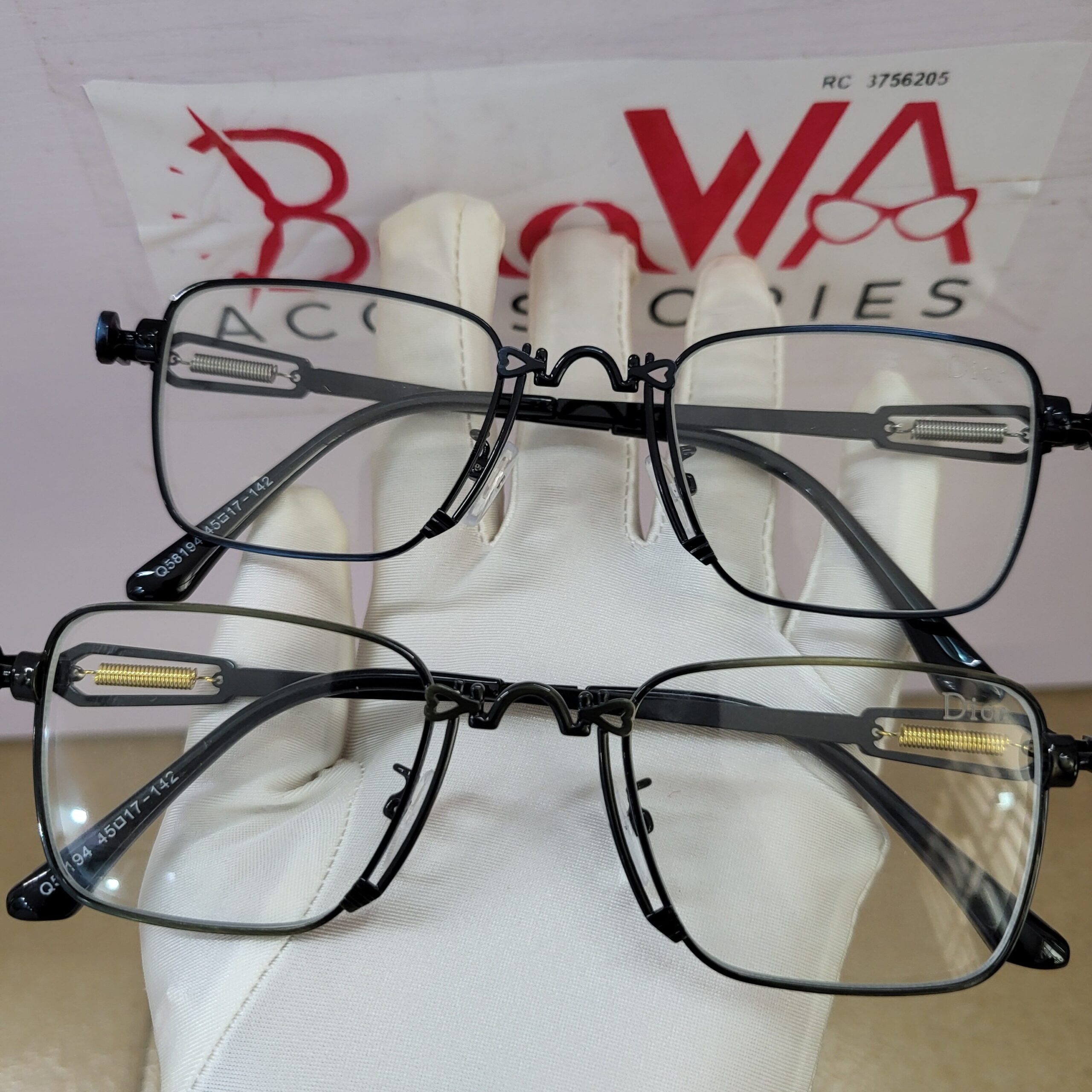 Dior Men's Thin Metal Rectangle Eyeglasses with Spring Hinges DR344