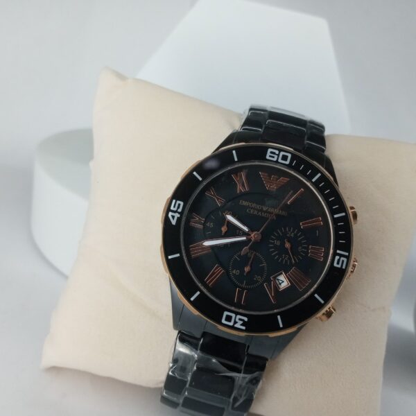 Emporio Armani Ceramica White  Rose Gold Chronograph Men's Watch