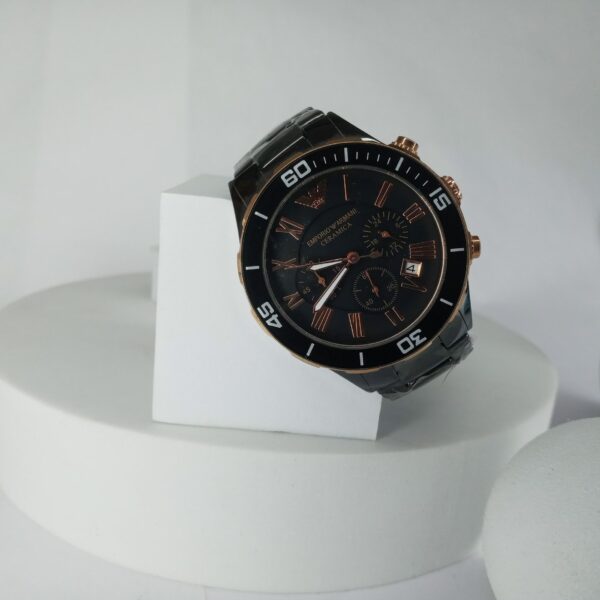 Emporio Armani Ceramica White  Rose Gold Chronograph Men's Watch