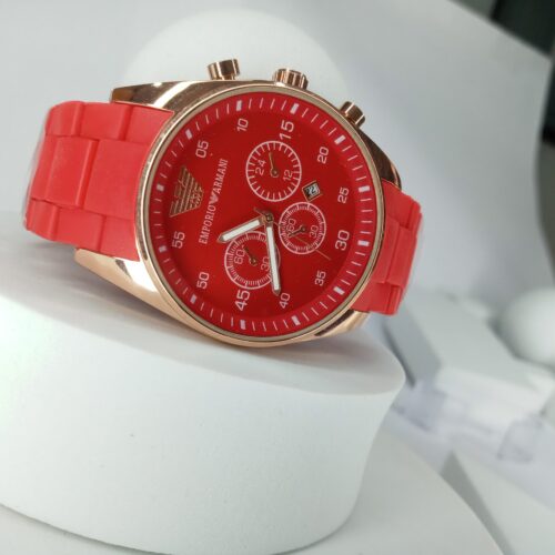 Emporio Armani Men's Red Rubber Chronograph Watch