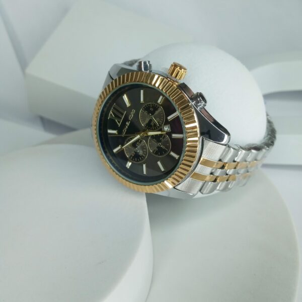 Michael Kors Men's Two-Tone Gold  Silver Stainless Steel Chronograph Watch with Black Dial