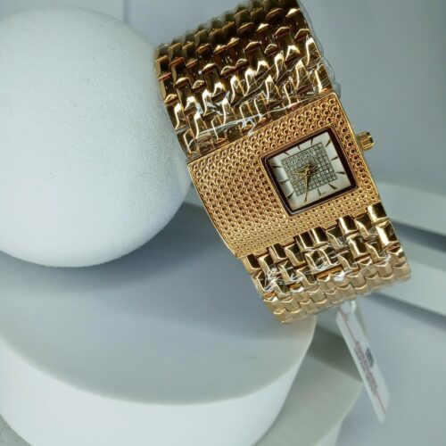 Forecast Women's Gold Rectangular Diamond-Studded Chain Watch