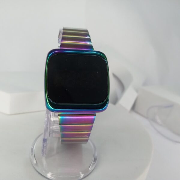 Designer Iridescent Digital Touchscreen Smartwatch with Metal Band