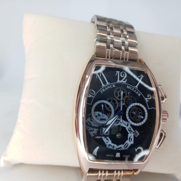 Franck Muller Tonneau Chronograph Men's Watch with Black Dial  Stainless Steel Band