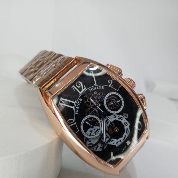 Franck Muller Tonneau Chronograph Men's Watch with Black Dial  Stainless Steel Band