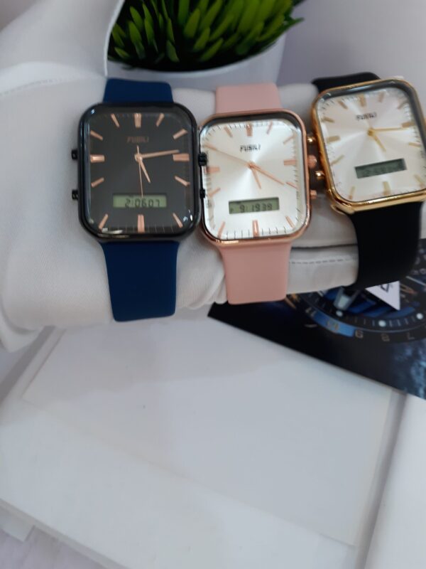 Fusili G0375 Unisex Square Analog-Digital Rubber Strap Watch
