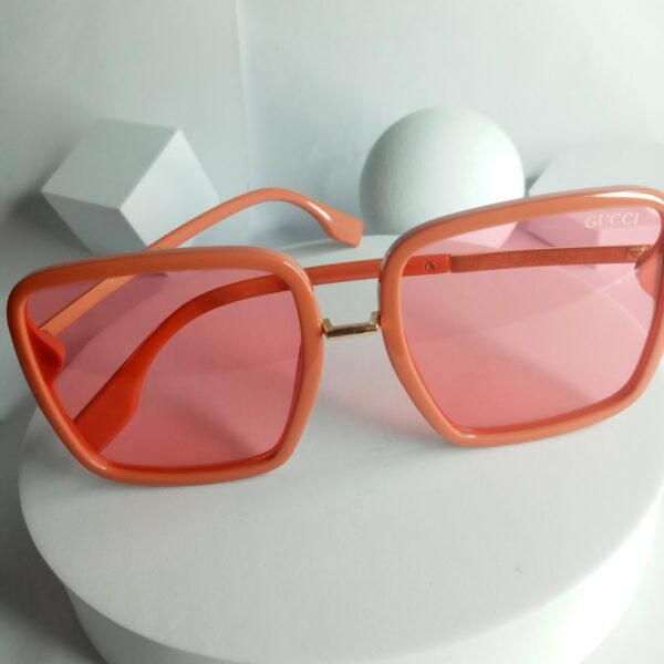 Gucci Oversized Square Sunglasses GU83 - Orange Frame, Pink Lenses