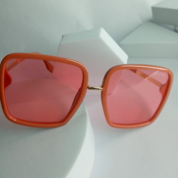 Gucci Oversized Square Sunglasses GU83 - Orange Frame, Pink Lenses