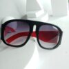 Gucci Black Frame Red Arm Shield Sunglasses with Purple Gradient Lenses