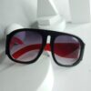 Gucci Black Frame Red Arm Shield Sunglasses with Purple Gradient Lenses