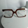 Gucci Unisex Brown Oversized Square Frame Glasses with Textured Temples