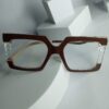 Gucci Unisex Brown Oversized Square Frame Glasses with Textured Temples