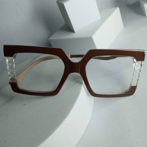 Gucci Unisex Brown Oversized Square Frame Glasses with Textured Temples