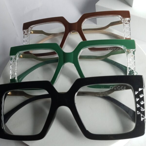 Gucci Unisex Brown Oversized Square Frame Glasses with Textured Temples