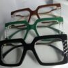 Gucci Unisex Brown Oversized Square Frame Glasses with Textured Temples