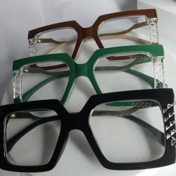 Gucci Unisex Brown Oversized Square Frame Glasses with Textured Temples