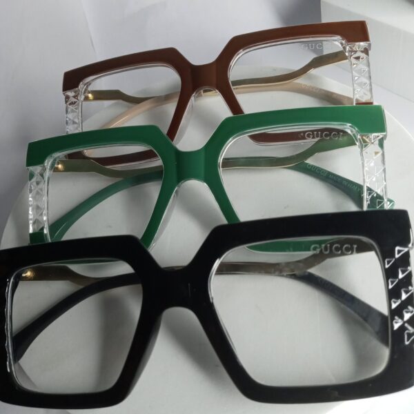 Gucci Unisex Brown Oversized Square Frame Glasses with Textured Temples
