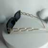 Gucci Rectangular Black Sunglasses with Gold Chain Link Detail GU82