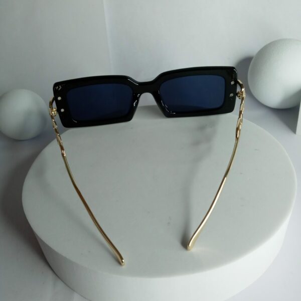 Gucci Rectangular Black Sunglasses with Gold Chain Link Detail GU82