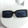 Gucci Rectangular Black Sunglasses with Gold Chain Link Detail GU82