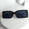 Gucci Rectangular Black Sunglasses with Gold Chain Link Detail GU82