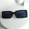 Gucci Rectangular Black Sunglasses with Gold Chain Link Detail GU82