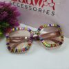 Designer Colorful Stone Embellished Square Fashion Glasses