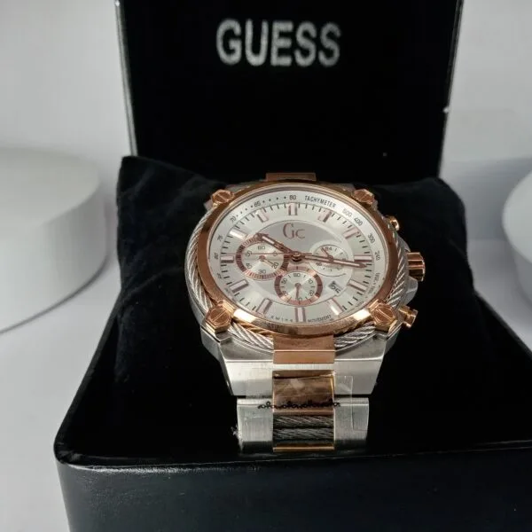 Gc Guess Collection Men's Rose Gold  Silver Chronograph Quartz Watch
