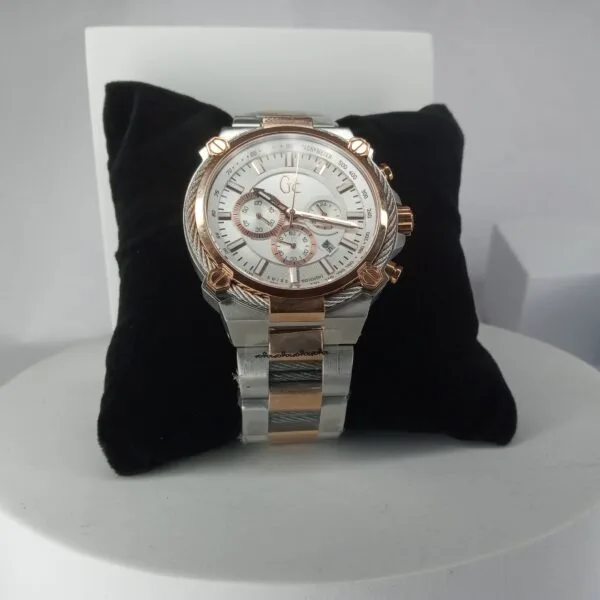Gc Guess Collection Men's Rose Gold  Silver Chronograph Quartz Watch