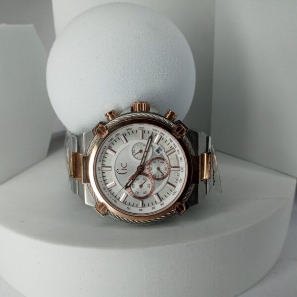 Gc Guess Collection Men's Rose Gold  Silver Chronograph Quartz Watch